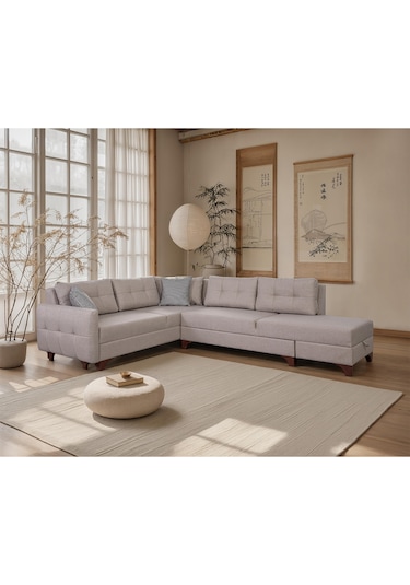 Eymense Cloft Köşe Koltuk Krem