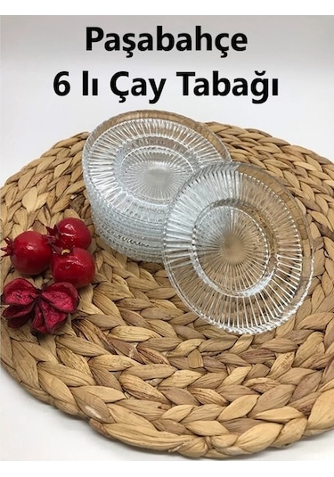 Riva 6 Lı Çay Tabağı  Elysia Çay Bardağı İle Uyumlu-9090185625052 Şeffaf