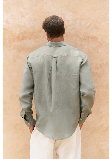 Mai Studios Co. Mai Collection Agnola Oversize Erkek Mint Keten Gömlek Mint