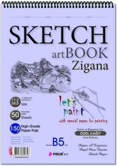 Sketchbook Zigana A4 Spiralli 150 G 21x29 CM 30 Yaprak Eskiz