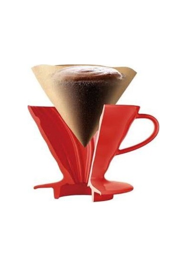V60 02 Seramik Kahve Demleme Ekipmanı Kırmızı Ceramic Coffee Dripper V60 02 Red