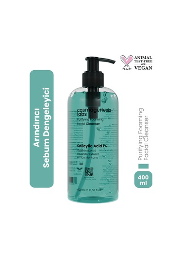 Cosmogenesis Labs Yüz Temizleme Jeli 400ml - Arındırıcı Sebum Sivilce Karşıtı Dengeleme Yağlı Cilt (%1 SALİSİLİK ASİT)