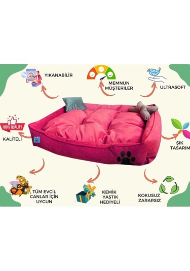 Mavi Vitrin Yıkanabilir Kedi Köpek Yatağı Büyük Boy Handmade 90 x 60 CM