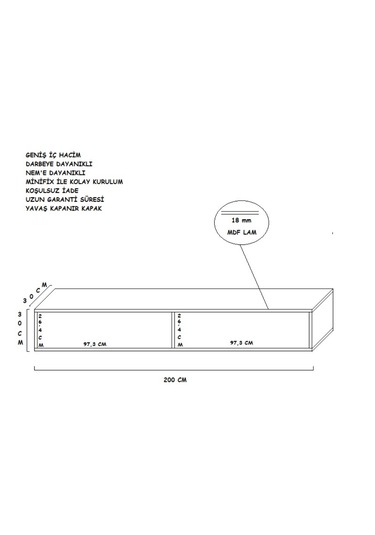 Mac Dizayn Adresan Tv Ünitesi Tv Sehpası Parlak Beyaz Mdf 200 Cm Parlak Beyaz