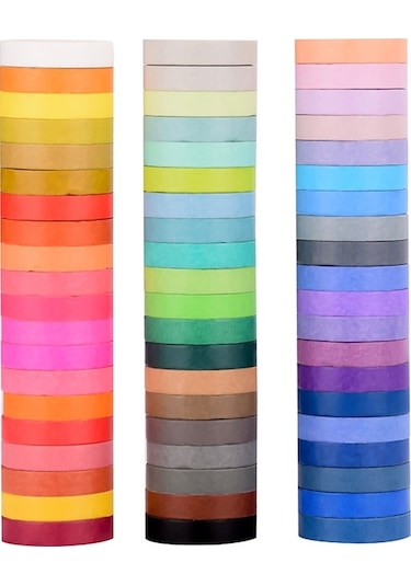 Cbtx 60 Renk/kutu 8mmx4m Saf Renk Gökkuşağı Bant El Defter Dekorasyon Çıkartma