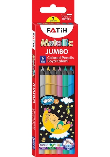 Fatih Metalik Jumbo Kuruboya 6 Renk Tam Boy Grafit Çapı 5