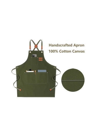 Erkekler Kadınlar İçin Şef Önlükleri Büyük Cepli, Pamuklu Kanvas Çapraz B Ordu Yeşili, Diğer