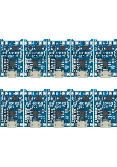 TP4056 Micro USB Korumalı Lipo 18650 Pil Şarj Devresi (10 Adet)