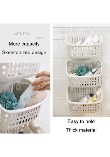 Tongxida Pratik Mutfak Depolama Kancalı Sepet, Küçük Gri Diğer