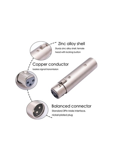 Fortunelane Zink Alloy Xlr Mikrofon Ses Kablosu, Tonalite Adaptörü 2 Adet