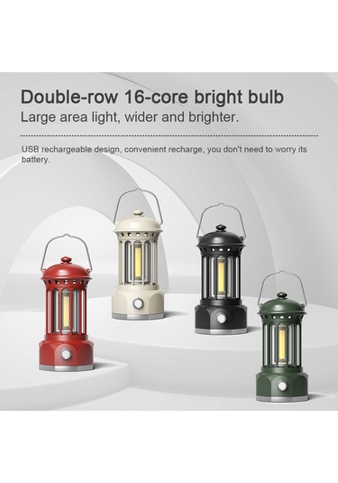 Neevoyu Şarj Edilebilir Taşınabilir Kamp Lambası - 250lm Parlaklık, 5w Cob Işık, 1200mah Pil Beyaz