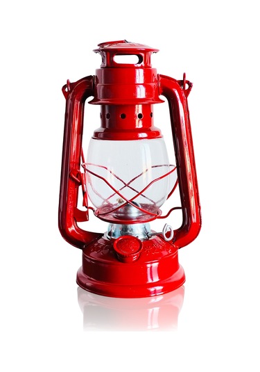 Kamp Lambası Kırmızı - Sönmeyen Gaz Lambası - Gemici Feneri 24 CM Çok Renkli