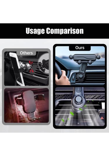 Youtek Siyah Evrensel Araç Telefon Tutucu: Jiroskopik Kuvvetli Tutma, Çevirilebilir Ve Genişletilebilir Kollü, Hava Delikli Montaj, Sürüş Güvenliği Garantili