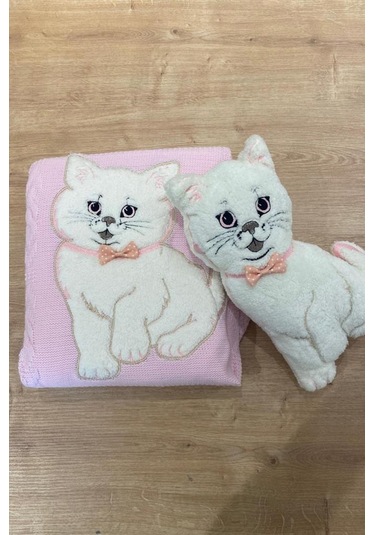 Oyuncak Hediyeli Bebek Triko Battaniye 90x90 Cm Pembe Pembe