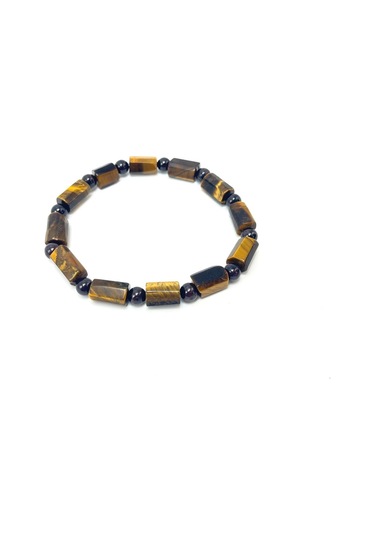 Sertifikalı Kaplan Gözü Ve Granat Lal Doğal Taş Bileklik Çok Renkli