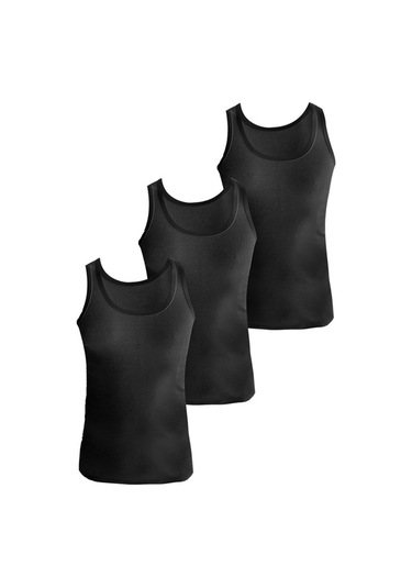 Josejuan 3'lü Erkek Atlet %100 Pamuk Ribana 3200-3'lü Siyah