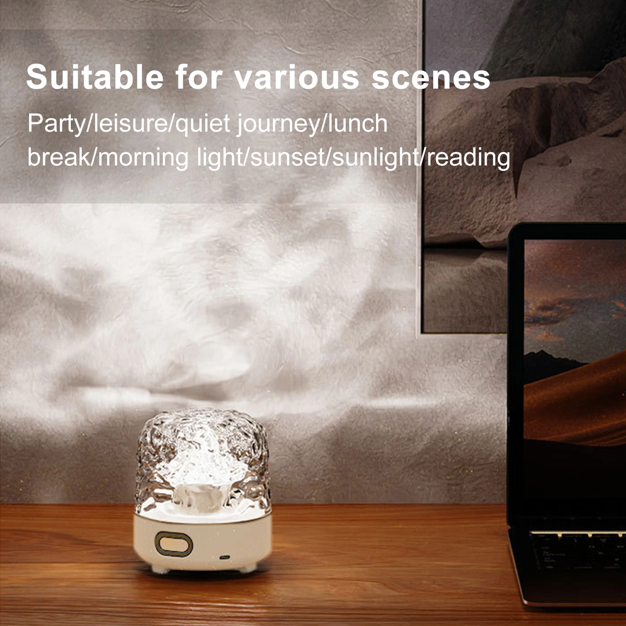 Folinda Led Yatak Odası Ambiyans Lambası - Şarjlı, Dokunmatik, 3 Renk, Solunum Efekti, Parlaklık Ayarlanabilir, Dahili Pil Diğer