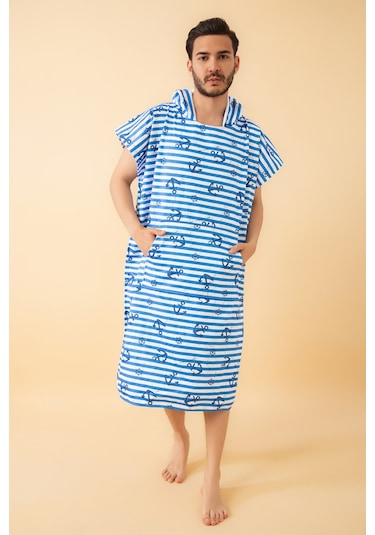 Anchor Yetişkin Sörf Panço Kapüşonlu Plaj Havlusu SM Beden