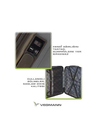 Vegmann Tartılı Scavel Antrasit Büyük Boy Valiz Antrasit