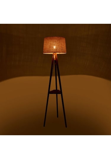 Evidea Lighting Sehpalı Tripod Lambader - Kahverengi / Ceviz - 153 Cm Kahverengi / Ceviz