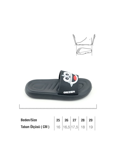 Gezer Yazlık Erkek Çocuk Eva Banyo Havuz Plaj Terlik Siyah