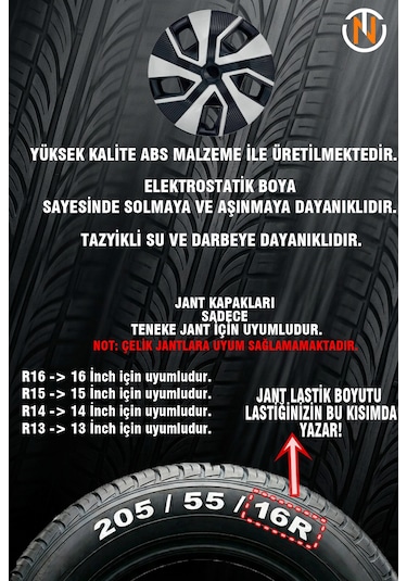 Citroen C4 15 İnç Jant Kapağı Takım Siyah Gri C113