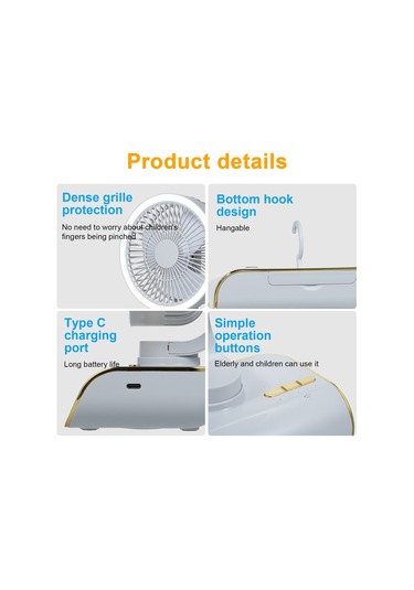 Hallow-4000mah Masaüstü Çok Fonksiyonlu Usb Şarj Edilebilir Vantilatör L6547gy-2