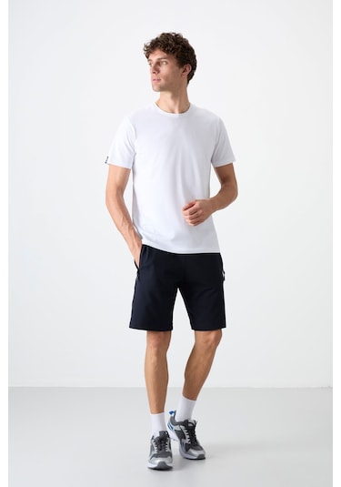 Tommy Life Lacivert Gizli Fermuar Arka Cepli Bağcıklı Standart Kalıp Erkek Şort - 81136 Lacivert