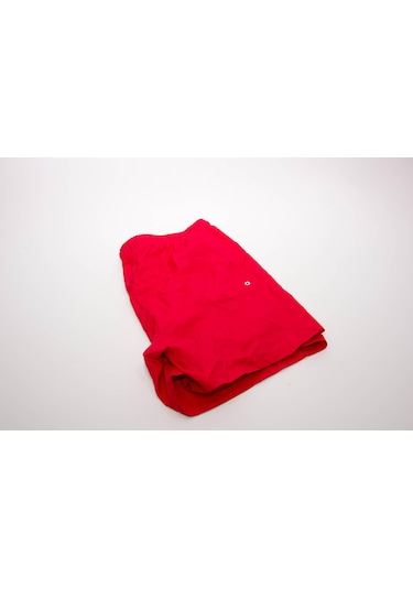 Erkek Deniz Şortu  Kısa Boardshort Fileli Kırmızı Meridyendukkan Trıbord