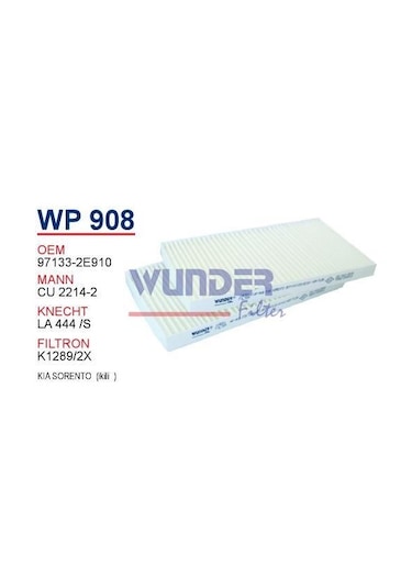 WUNDER WP908 Polen Filtresi Tucson 04- / Sportage 04- Çıftlı