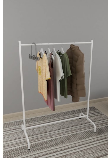 Bofigo Konfeksiyon Askısı Ayaklı Askılık Elbise Askılığı Beyaz