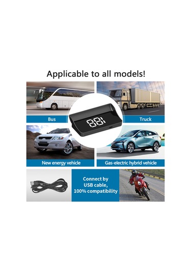 Tenfowee Araç Gps Hud Yüksek Çözünürlükli Hız Gösterici Km/h - Usb Besleme, Otomatik Bağlantı, Tüm Araçlara Uygun Yeşil Işık