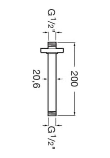 Roca Duş Başlığı, Borusu, Ceiling Arm L200, Tavandan, A5b0550c00 Gri