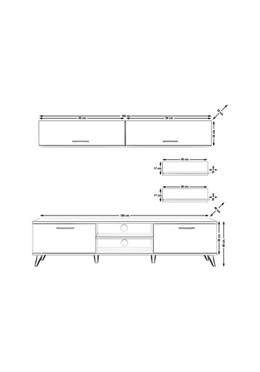 Decoraktiv Eko 5 Slm Dvd Retro Tv Ünitesi Tv Sehpası Ceviz - Beyaz