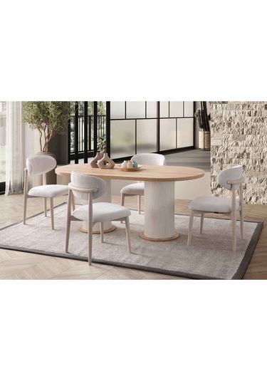 Minima Yemek Masası Takımı 6 Kişilik Takım Bej