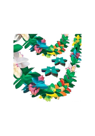 Neevoyu Hawaii Parti Kağıt Çekçek Çiçekleri - 2 Adet Paket, 3m Uzunluk, 19cm Genişlik, 2cm Kalınlık