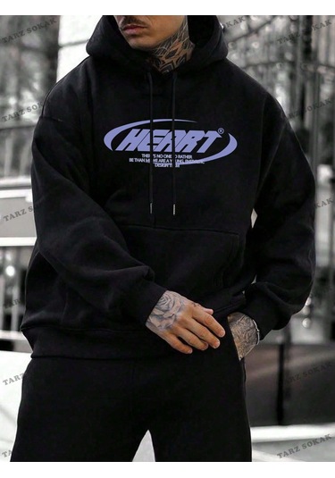 Y2k Trend Sezon Unisex Retro Sweatshırt Kapşonlu Kod 1554 Trz1179 Siyah