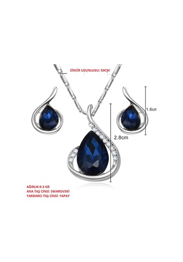 Swarovski Taşlı, Altın Kaplama Gümüş Takı Seti, Yeni Yil,Yilbasi Gümüş