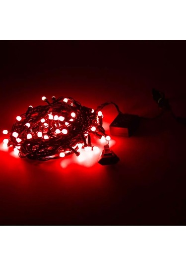 Yılbaşı Gün Işığı Led Işık Eklemeli 80 Ampul Fonksiyonlu Kırmızı