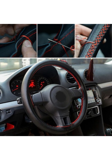 Direksiyon Kılıfı Noktalı Deri Dikişli Dikmeli Yumuşak Kokusuz