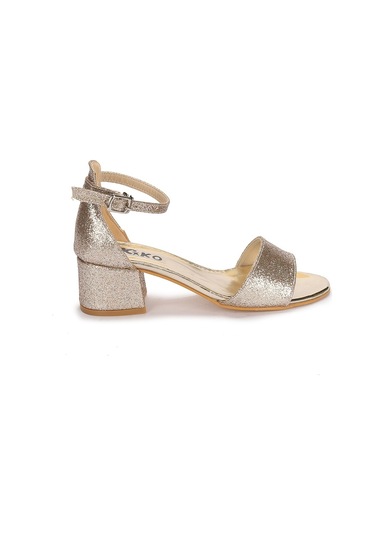 Kiko 769 Kum Simli Günlük Kız Çocuk 3 Cm Topuk Sandalet Ayakkabı Altın