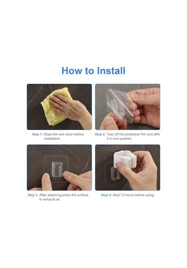 3b Trend 8 Adet Süpürge Tutucu Duvar Kendinden Yapışkanlı Duvar Delme Gerektirmez Tutucu Beyaz Beyaz