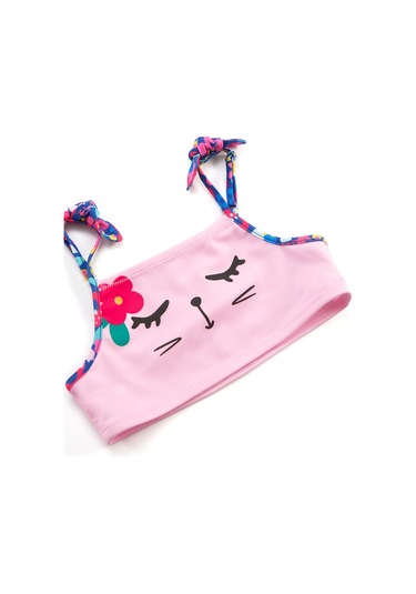 Denokids Çiçekli Kedi Kız Çocuk Bikini Çok Renkli