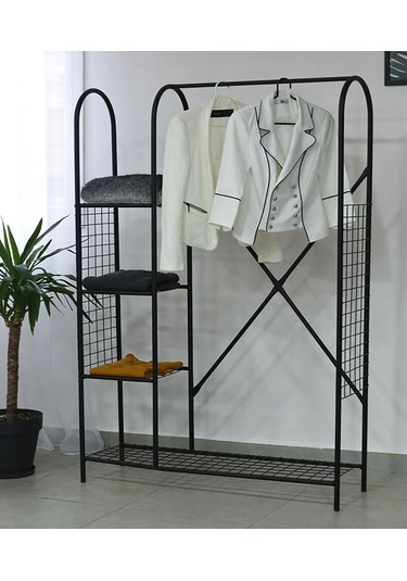 Gardrop Askı Metal Askılık Kıyafet Etek Askısı 5181 Siyah