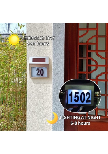 Qingmipy Güneş Enerjili Kapı Numarası Işığı - Dıy Bahçe, Duvar Ve Garaj İçin Modern Led Aydınlatma Gümüş