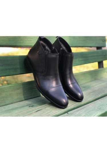 Çelikler Hakiki Deri Siyah Erkek Klasik Bot Siyah