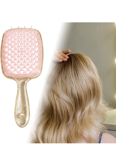 Suntek Dolaşık Açıcı Saç Fırçası Masaj Altın-pembe