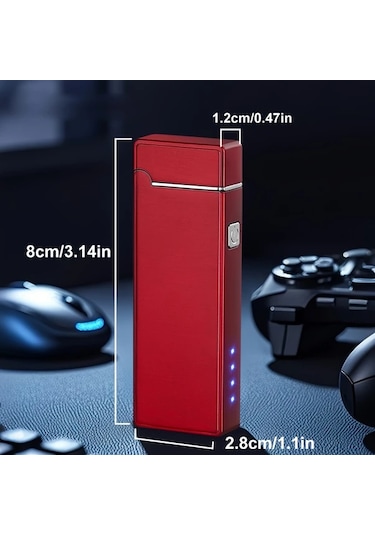 Chuangyinshop Usb-c Şarjlı Led Ekranlı Gökkuşağı Alevli Rüzgar Geçirmez Çakmak Kamp Seyahat Altın