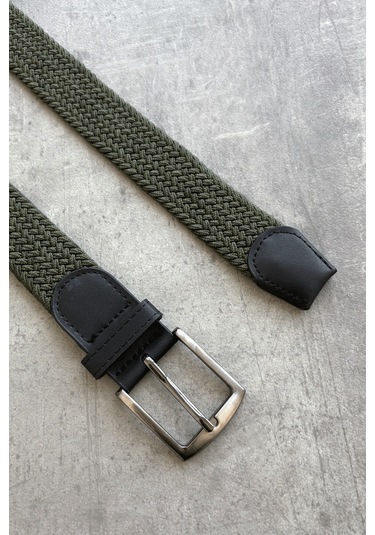 Erkek Hasır Örgü Kemer Haki