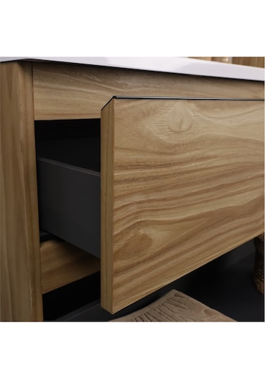 Kobos Lignum 100 Cm Banyo Dolabı Seti Meguro Ahşap